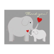 ゾウのグレーありがとうはがき
