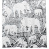 ゾウのコンクリート模様 シャワーカーテン (正面)