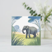 ゾウのサファリ | 美しい自然の水彩画 カード (スタンド正面)