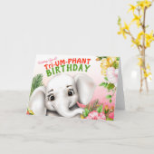ゾウのサファリ 誕生日 カード (黄色い花)
