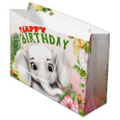 ゾウのサファリ 誕生日 ラージペーパーバッグ (正面アングル)