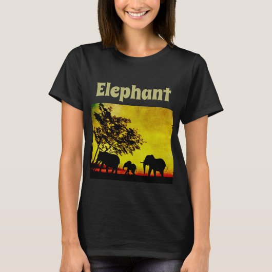 ゾウのサンセットTシャツ Tシャツ (正面)