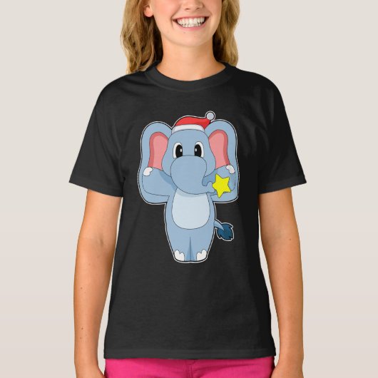 ゾウのサンタ帽子 Tシャツ (正面)