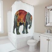 ゾウのサーカスを演じるヴィンテージサーカス シャワーカーテン (インサイチュ)