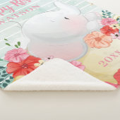 ゾウのシェルパ花と毛布+名前をカスタムする シェルパブランケット (3/4)