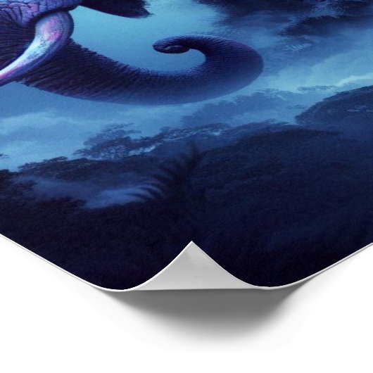 ゾウのシルエットと日の入り鮮やかとの融合 ポスター (角)