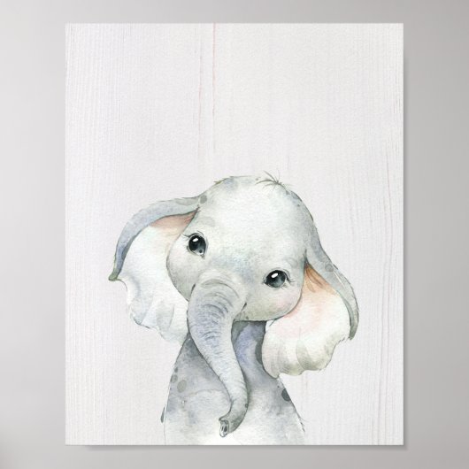 ゾウのジャングルサファリの保育園アートプリント ポスター (正面)