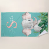 ゾウのジャングルサファリ ビーチタオル (正面)