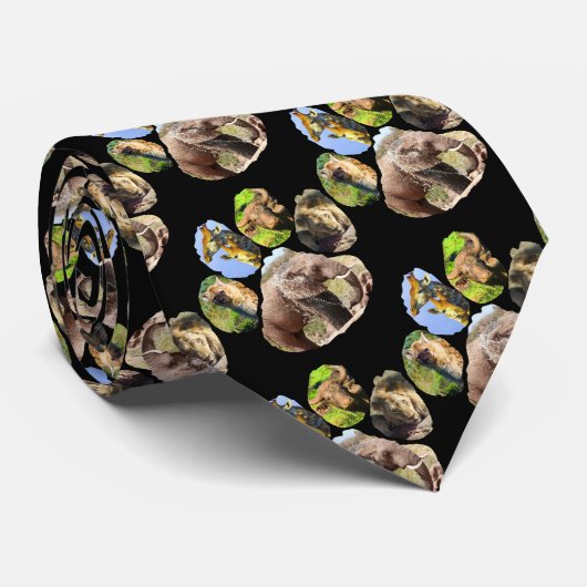 ゾウのスプラッシュフットプリントのネックタイ ネクタイ (ロール)