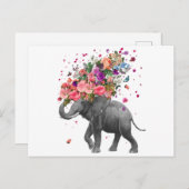 ゾウのスプラッシュ ポストカード (正面/裏面)