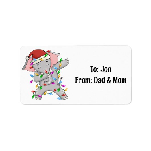 ゾウのダブダビンクリスマスラお気に入りのイト ラベル (正面)