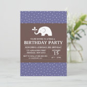 ゾウのテーマの誕生日男の子のパーティー招待状 招待状 (スタンド正面)