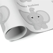 ゾウのデザイン 誕生日 ラッピングペーパー (ロールコーナー)