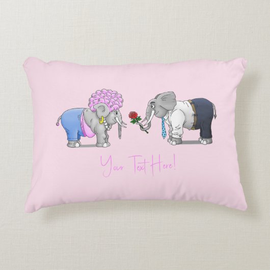 ゾウのハッピーバレンタインデー アクセントクッション (正面)