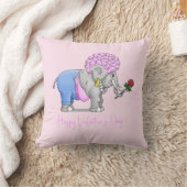 ゾウのハッピーバレンタインデー クッション (ブランケット)