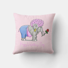 ゾウのハッピーバレンタインデー クッション