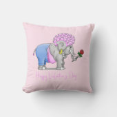 ゾウのハッピーバレンタインデー クッション (正面)