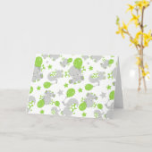 ゾウのパターン、かわいいゾウ – 緑の灰色 カード (黄色い花)