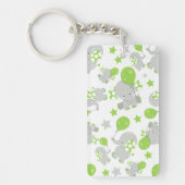 ゾウのパターン、かわいいゾウ – 緑の灰色 キーホルダー (正面)