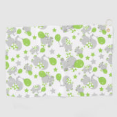 ゾウのパターン、かわいいゾウ – 緑の灰色 ゴルフタオル (横)