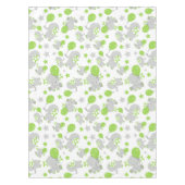 ゾウのパターン、かわいいゾウ – 緑の灰色 テーブルクロス (正面)