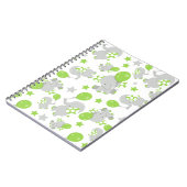 ゾウのパターン、かわいいゾウ – 緑の灰色 ノートブック (左側)