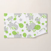 ゾウのパターン、かわいいゾウ – 緑の灰色 バスタオルセット (ハンドタオル)