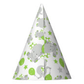 ゾウのパターン、かわいいゾウ – 緑の灰色 パーティーハット (裏面)