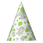 ゾウのパターン、かわいいゾウ – 緑の灰色 パーティーハット (正面)