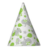 ゾウのパターン、かわいいゾウ – 緑の灰色 パーティーハット (右)