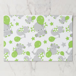 ゾウのパターン、かわいいゾウ – 緑の灰色 ペーパーパッド