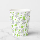 ゾウのパターン、かわいいゾウ – 緑の灰色 紙コップ (裏面)