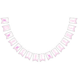 ゾウのピンク女の子のシャワーだ バンティングフラッグ