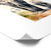 ゾウのファミリー 水彩画風の野生動物アート ポスター (角)