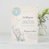 ゾウのファーストバースデーベイビーシャワー招待状 招待状 (スタンド正面)