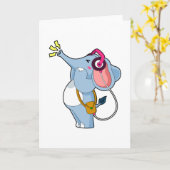 ゾウのヘッドホン・ミュージック カード (黄色い花)