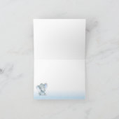 ゾウのベイビーシャワーのお礼カード　男の子　青 サンキューカード (内部)