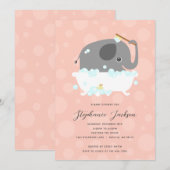 ゾウのベビーシャワー招待状 招待状 (正面/裏面)