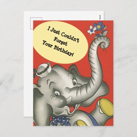 ゾウのメモリ忘れが誕生日PCに失敗 シーズンポストカード (正面/裏面)