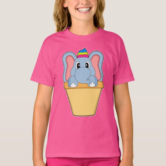 ゾウのワッフルアイスクリーム Tシャツ (正面)