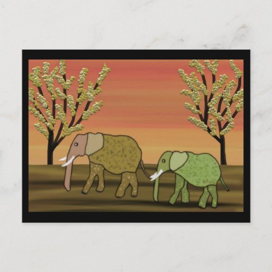 ゾウの夕日 ポストカード (正面)