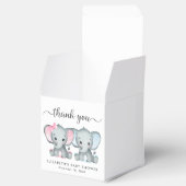 ゾウの女の子の双子ベビーシャワーありがとう フェイバーボックス (オープン)
