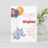 ゾウの子供の誕生日パーティーの招待状 招待状 (スタンド正面)