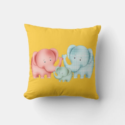 ゾウの家族ママパパとベビー クッション (正面)