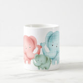 ゾウの家族ママパパとベビー コーヒーマグカップ (中央)