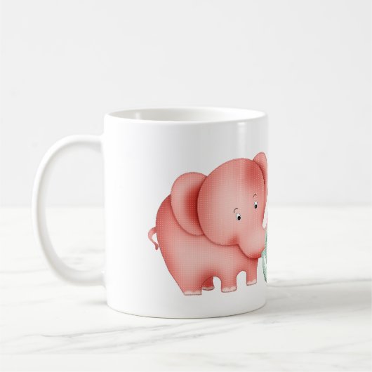 ゾウの家族ママパパとベビー コーヒーマグカップ (左)