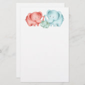 ゾウの家族ママパパとベビー 便箋 (正面/裏面)