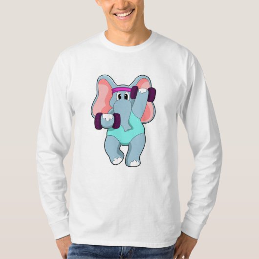 ゾウの強さのトレーニングとダンベル Tシャツ (正面)