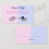 ゾウの性別を明かす赤ちゃんシャワーおむつラッフルE エンクロージャーカード (正面/裏面)