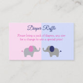 ゾウの性別を明かす赤ちゃんシャワーおむつラッフルE エンクロージャーカード (正面)